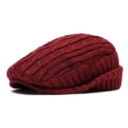 Knitted Cotton Beret Cap — Warm & Versatile for Men & Women