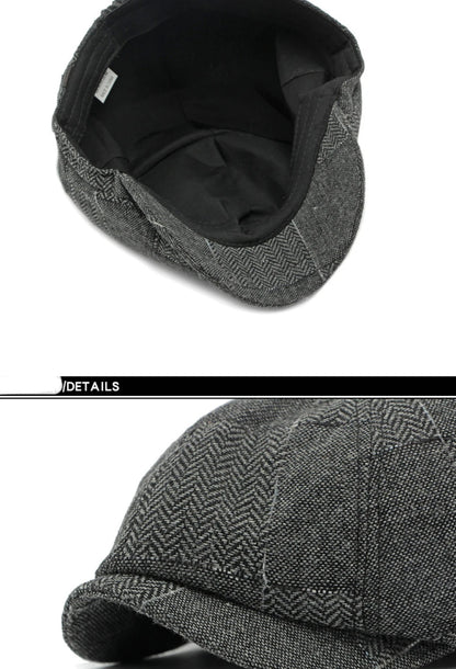 HT4341 Beret Cap Spring Autumn Caps for Men Women Vintage Plaid Octagonal Cap Hat Female Retro Artist Painter Male Beret Hats