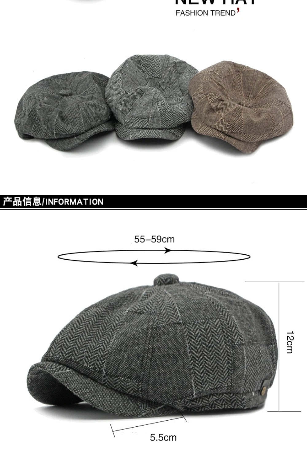 HT4341 Beret Cap Spring Autumn Caps for Men Women Vintage Plaid Octagonal Cap Hat Female Retro Artist Painter Male Beret Hats