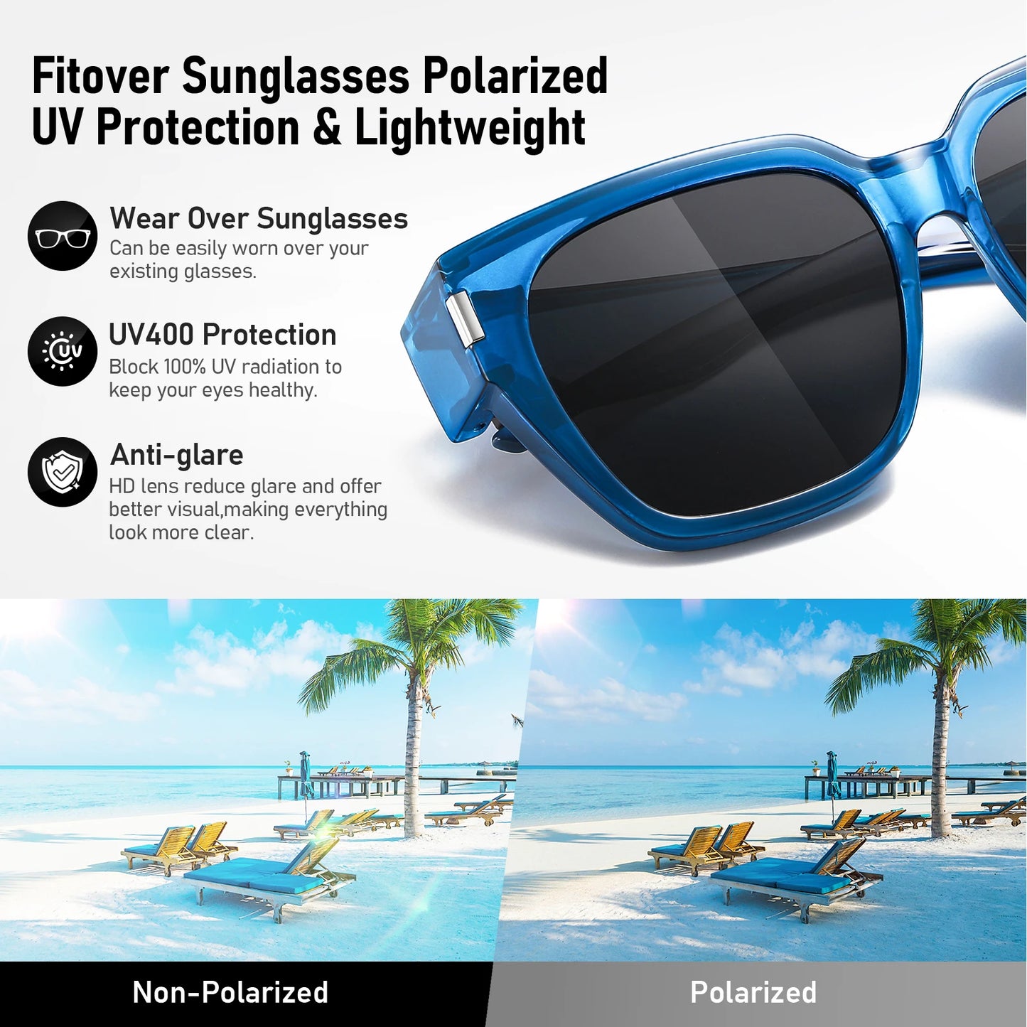 Women's Polarized Sunglasses – Anti-Glare UV400 Square Frame