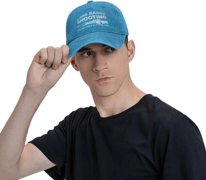 Funny Shooting Slogan Dad Hat — Washed Denim Baseball Cap for Men & Women