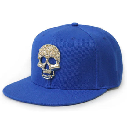 Hip Hop Skull Rivet Snapback Flat Cap — Men & Women