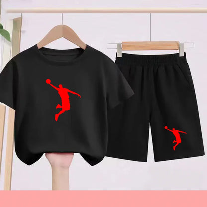 Summer Children's Football and Basketball Sports Clothing-children'sT-shirts+shorts Highly Absorbent Sports Short-sleeved Shirts