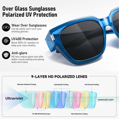 Women's Polarized Sunglasses – Anti-Glare UV400 Square Frame