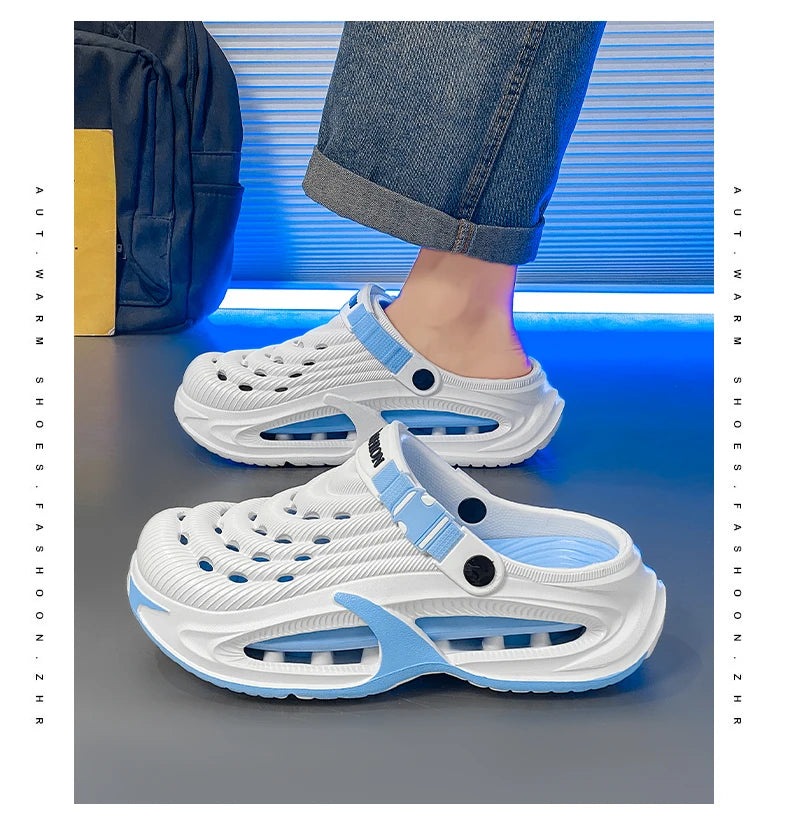 Men's Summer Outdoor Sports Toe-Toe Slippers, Thick-Soled Sandals for Wading in the Water and Beach