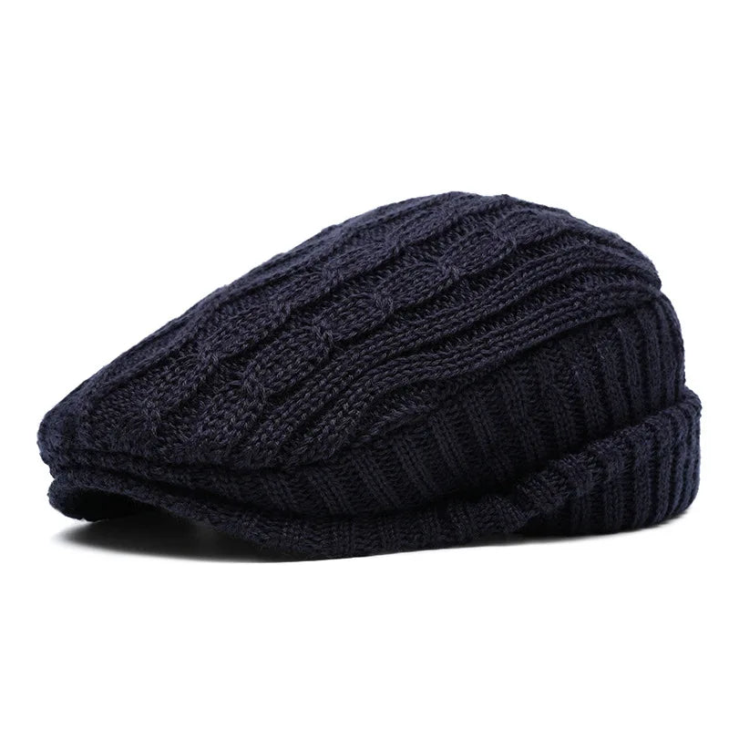 Knitted Cotton Beret Cap — Warm & Versatile for Men & Women