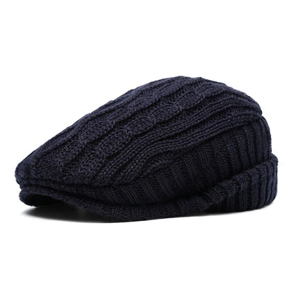 Knitted Cotton Beret Cap — Warm & Versatile for Men & Women