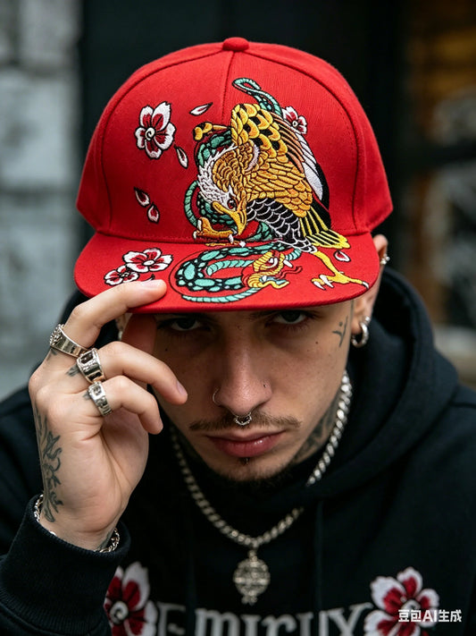 Embroidered Flat Top Baseball Cap | Hip Hop Street Style for Men & Women