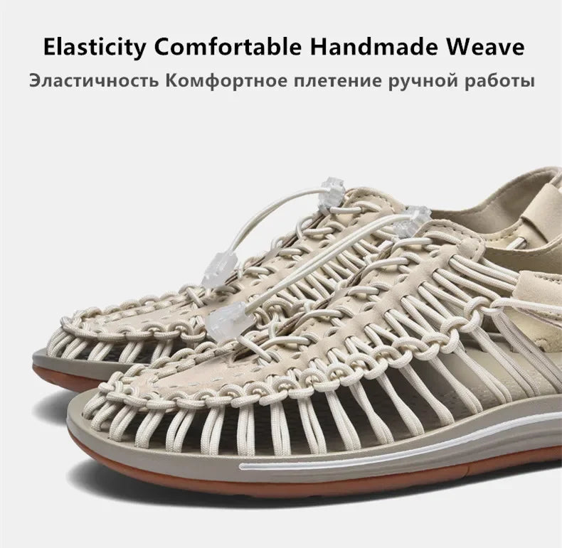 Handwoven Flat Beach Sandals — Breathable Casual Outdoor Sandals for Men & Women