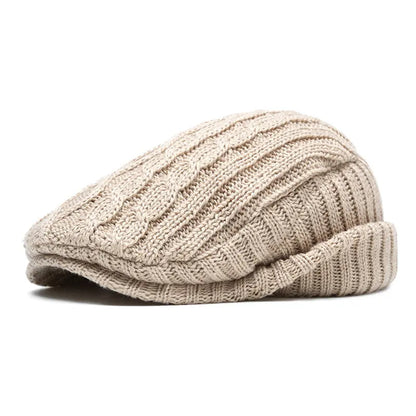 Knitted Cotton Beret Cap — Warm & Versatile for Men & Women