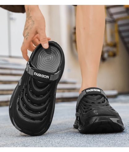 Men's Summer Outdoor Sports Toe-Toe Slippers, Thick-Soled Sandals for Wading in the Water and Beach