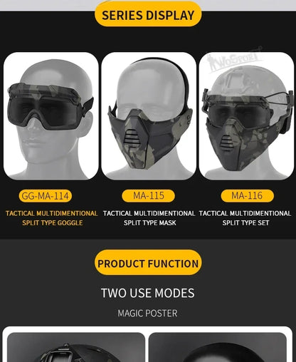 Sports Sunglasses for Men Women 2 Modes Airsoft Goggles Riding Eye Protection for Hiking Paintball Hunting Gear