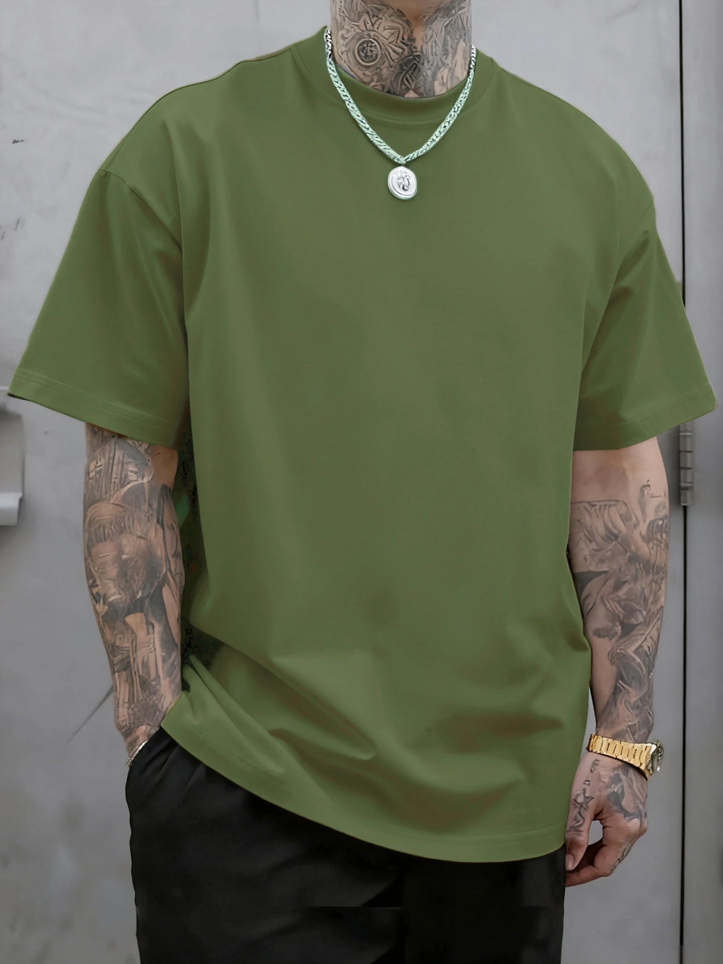 Men's 100% Cotton Solid Colour T-Shirt — Breathable Casual Beach Tee