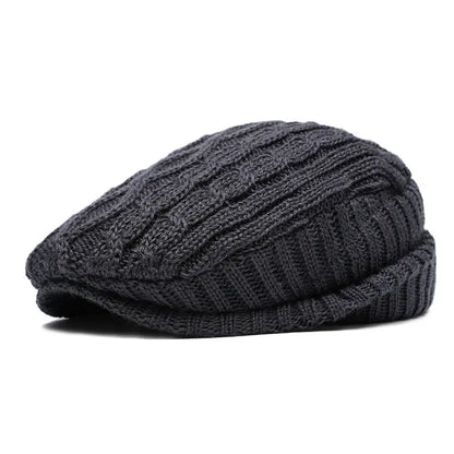 Knitted Cotton Beret Cap — Warm & Versatile for Men & Women