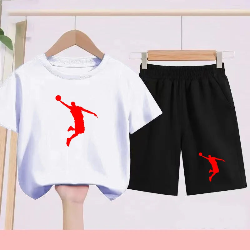 Summer Children's Football and Basketball Sports Clothing-children'sT-shirts+shorts Highly Absorbent Sports Short-sleeved Shirts