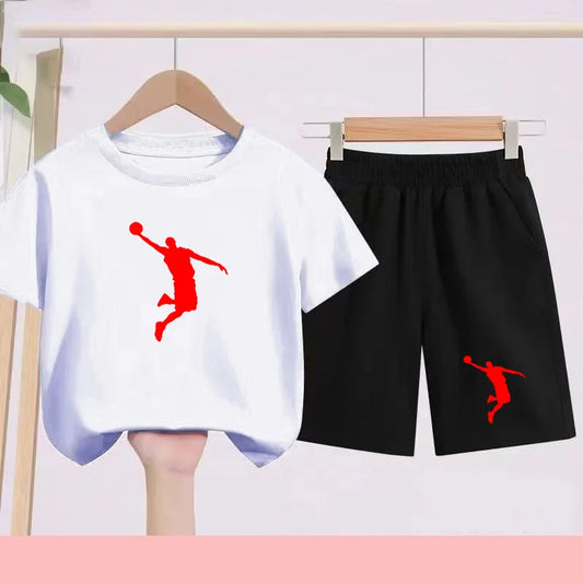 Summer Children's Football and Basketball Sports Clothing-children'sT-shirts+shorts Highly Absorbent Sports Short-sleeved Shirts