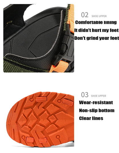 Summer Men's Sandals Trendy Casual Outdoor Sport Shoes for Holidays Beach Breathable Wear-Resistant Hiking & Walking Sandals
