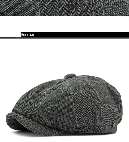 HT4341 Beret Cap Spring Autumn Caps for Men Women Vintage Plaid Octagonal Cap Hat Female Retro Artist Painter Male Beret Hats