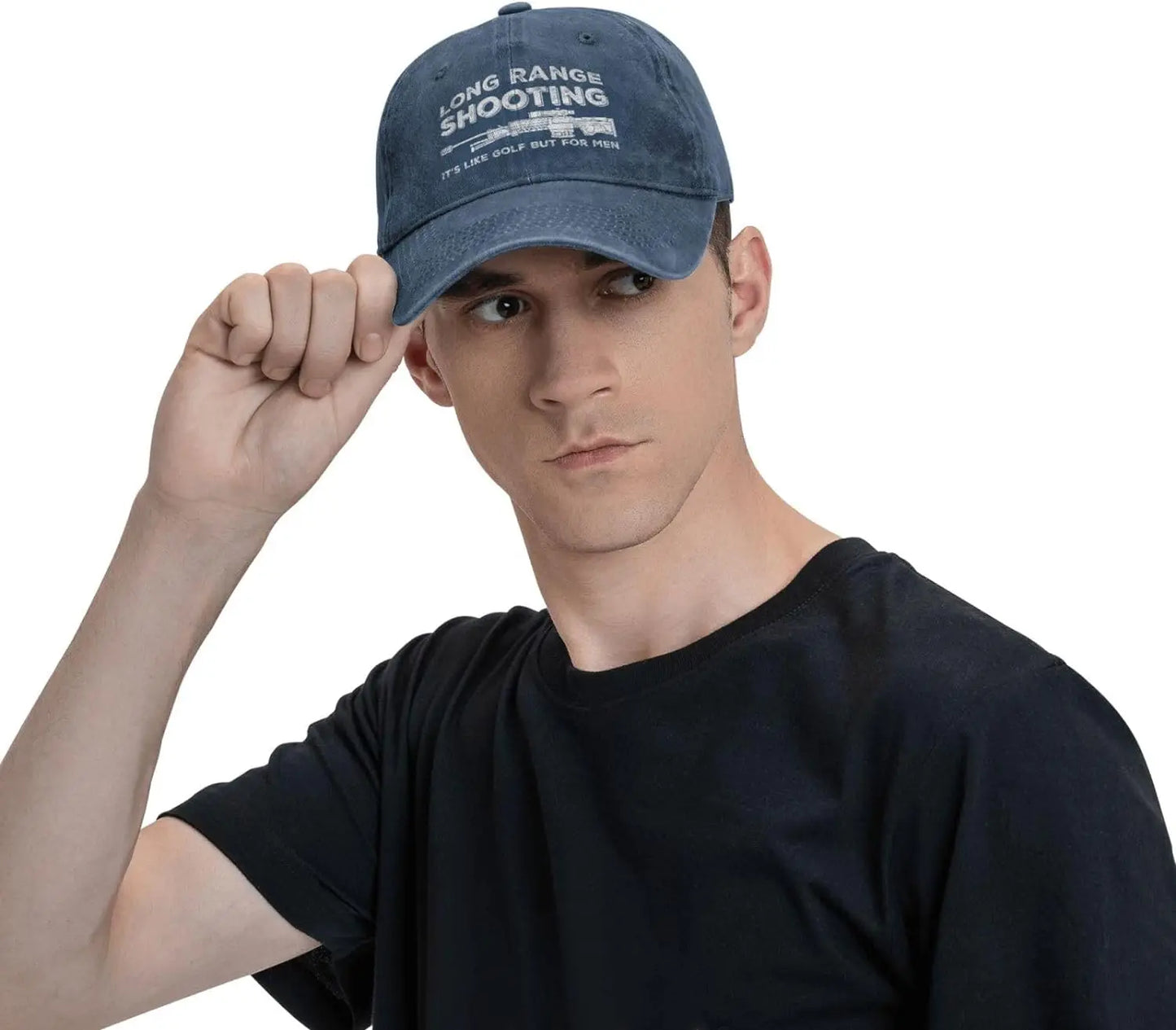 Funny Shooting Slogan Dad Hat — Washed Denim Baseball Cap for Men & Women