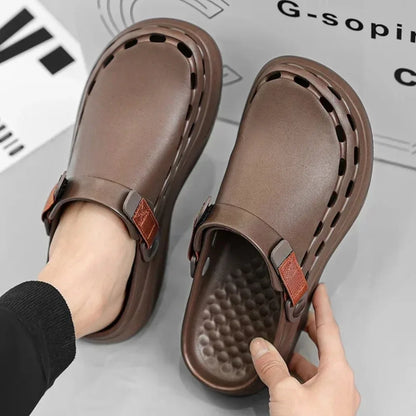 Solid Color Mens Sandals Fashion Trendy Lightweight Outdoor Travel Essentials Beach Shoes Casual Men’s Slippers
