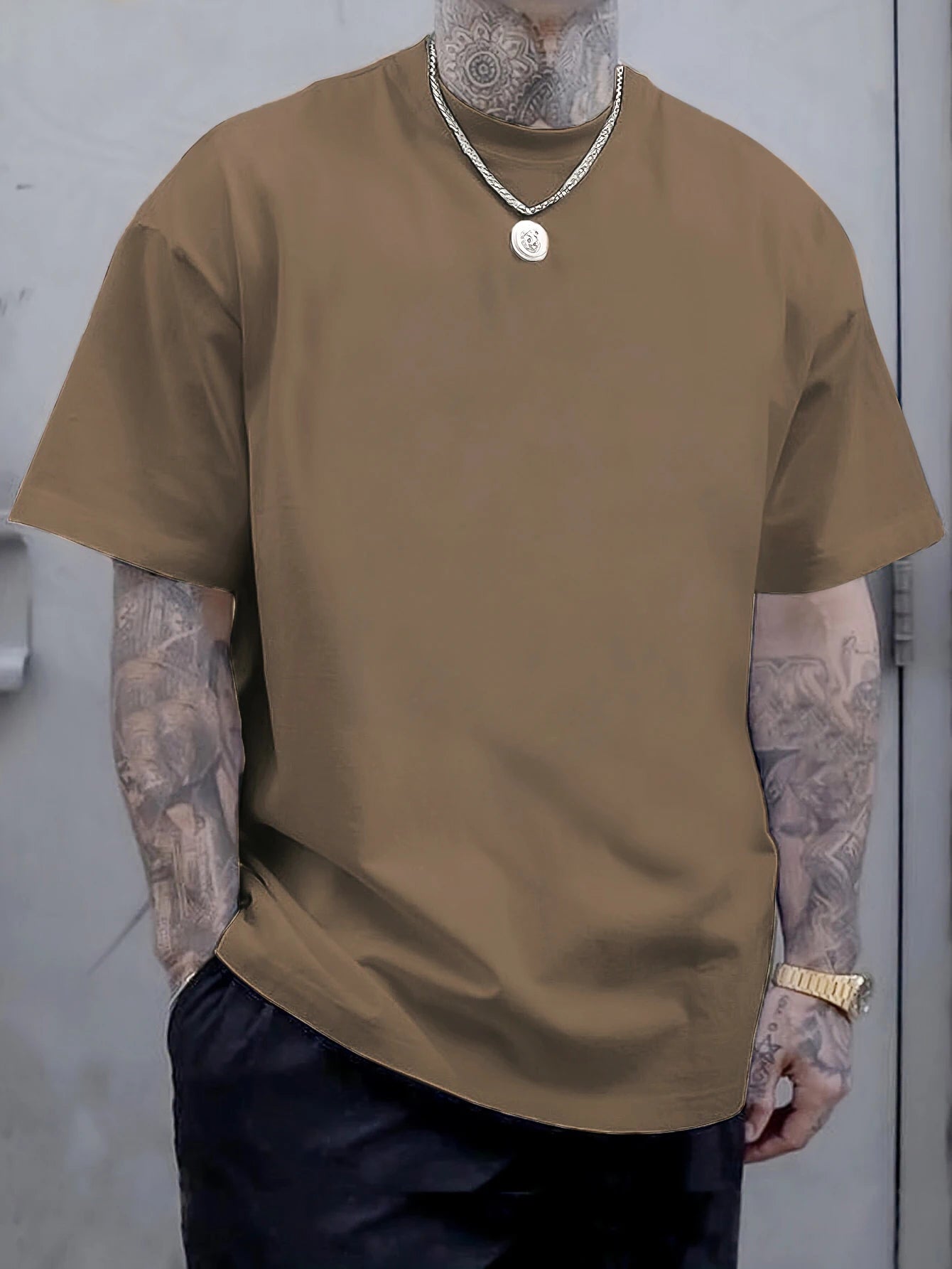 Men's 100% Cotton Solid Colour T-Shirt — Breathable Casual Beach Tee