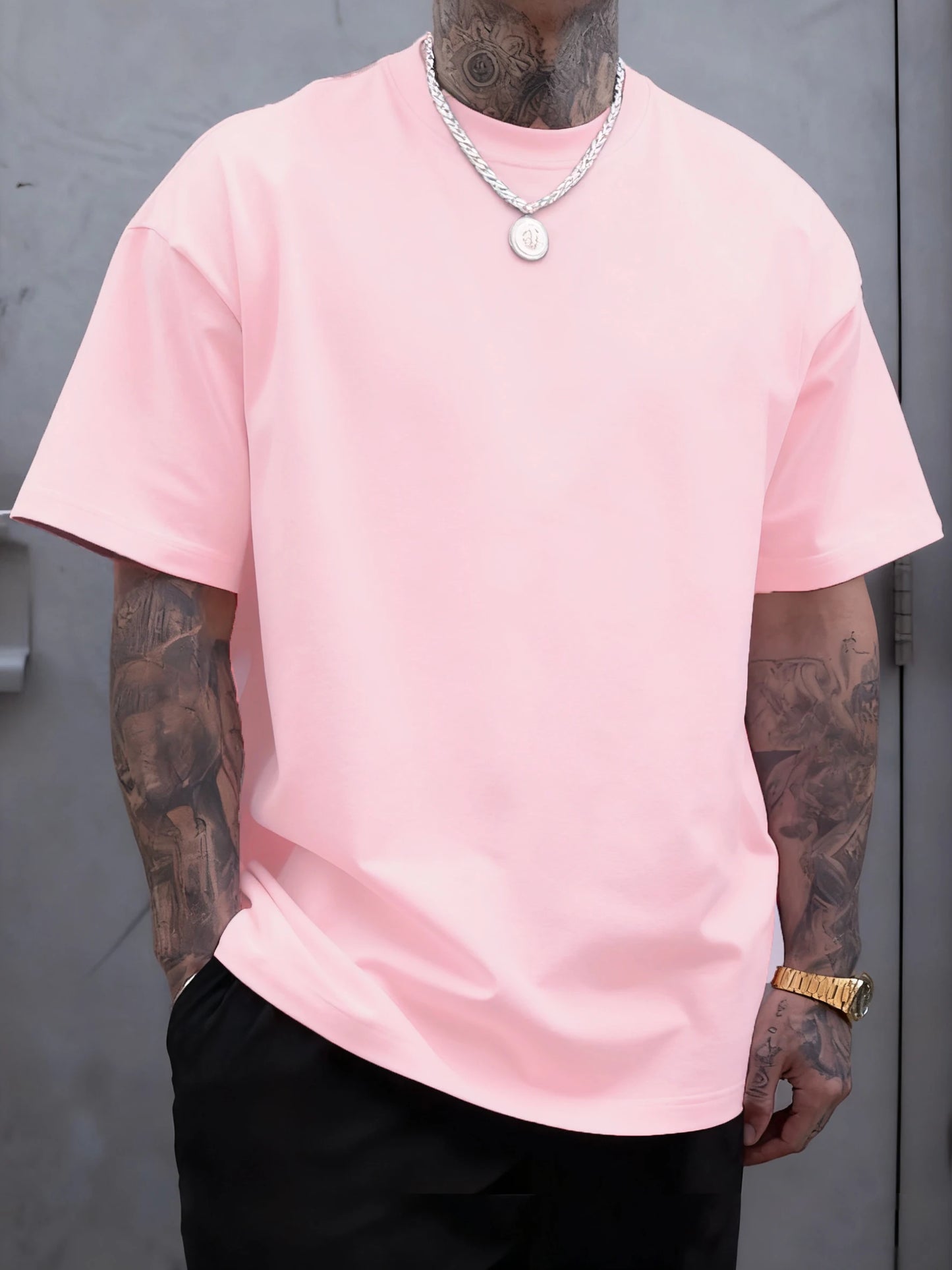 Men's 100% Cotton Solid Colour T-Shirt — Breathable Casual Beach Tee