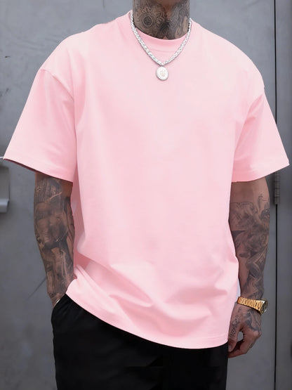 Men's 100% Cotton Solid Colour T-Shirt — Breathable Casual Beach Tee