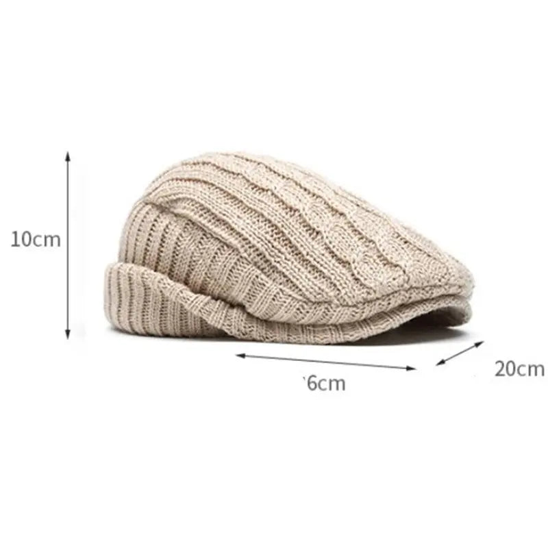 Knitted Cotton Beret Cap — Warm & Versatile for Men & Women