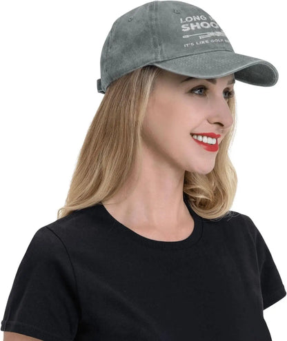 Funny Shooting Slogan Dad Hat — Washed Denim Baseball Cap for Men & Women