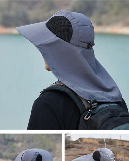Breathable Wide Brim Fisherman Sun Hat — Outdoor Shawl Cap for Men & Women