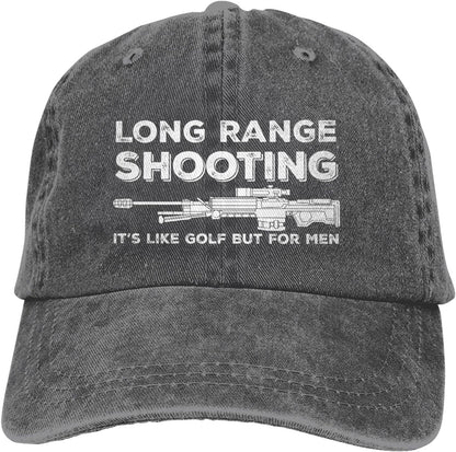 Funny Shooting Slogan Dad Hat — Washed Denim Baseball Cap for Men & Women