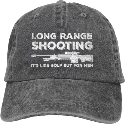 Funny Shooting Slogan Dad Hat — Washed Denim Baseball Cap for Men & Women