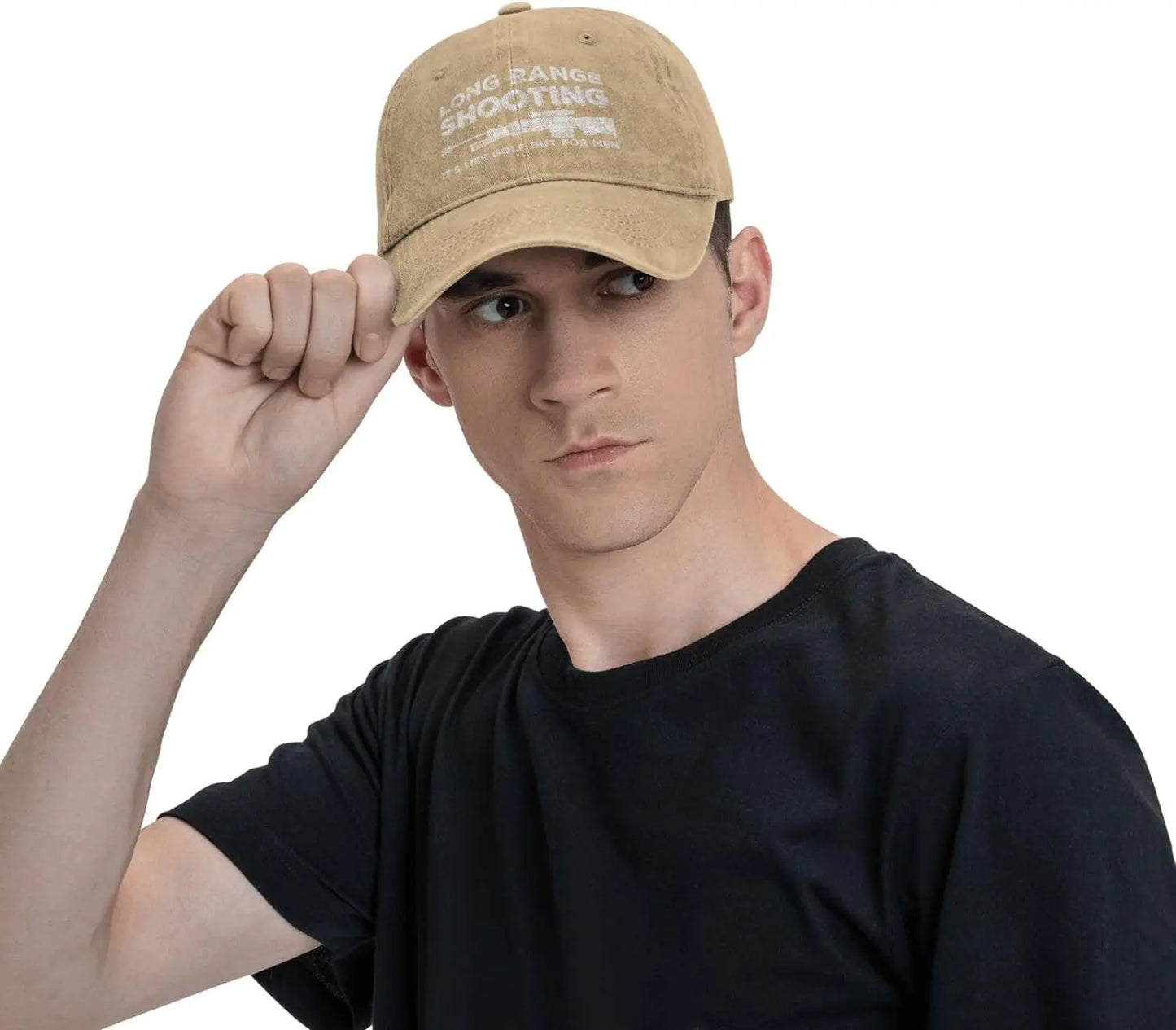 Funny Shooting Slogan Dad Hat — Washed Denim Baseball Cap for Men & Women