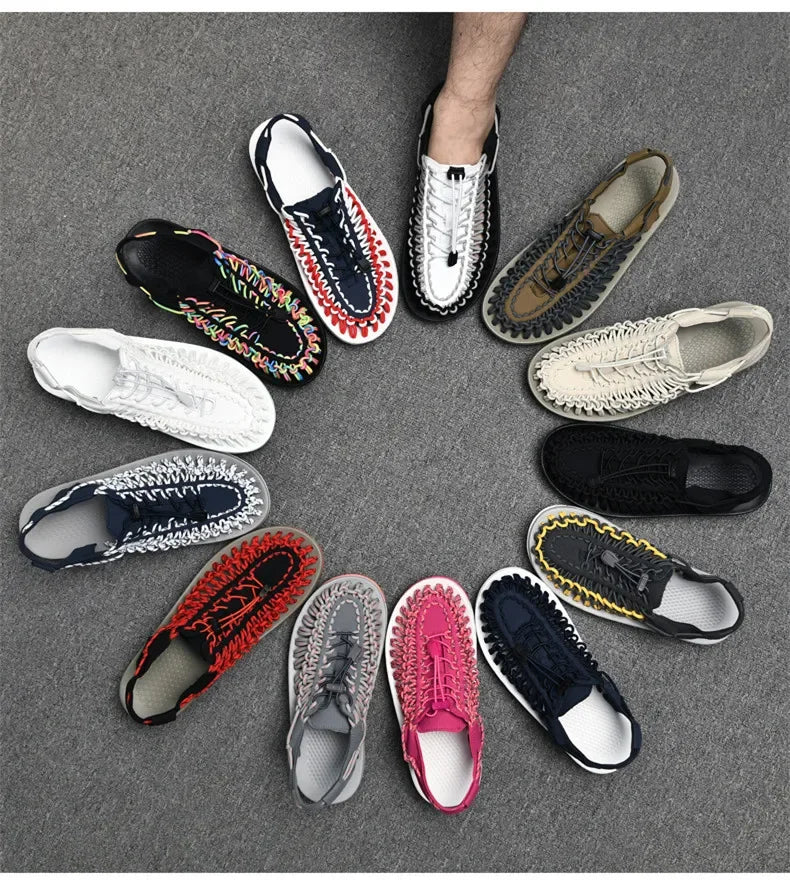 Handwoven Flat Beach Sandals — Breathable Casual Outdoor Sandals for Men & Women