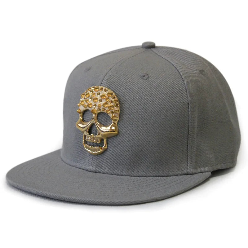 Hip Hop Skull Rivet Snapback Flat Cap — Men & Women