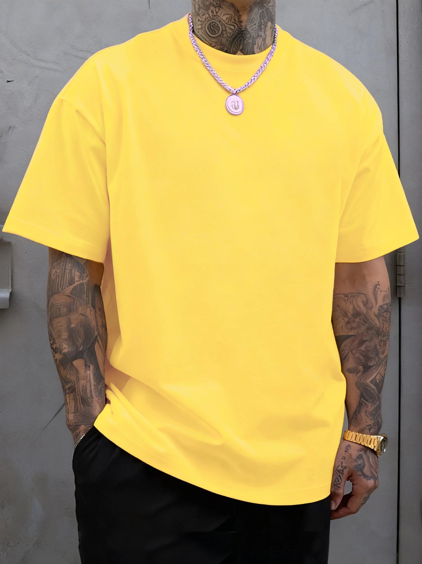 Men's 100% Cotton Solid Colour T-Shirt — Breathable Casual Beach Tee