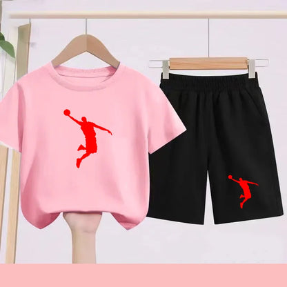 Summer Children's Football and Basketball Sports Clothing-children'sT-shirts+shorts Highly Absorbent Sports Short-sleeved Shirts