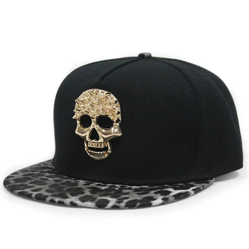 Hip Hop Skull Rivet Snapback Flat Cap — Men & Women