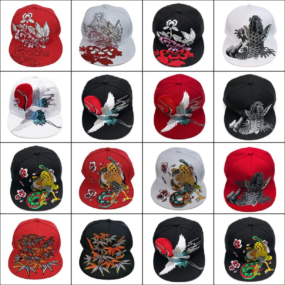 Embroidered Flat Top Baseball Cap | Hip Hop Street Style for Men & Women