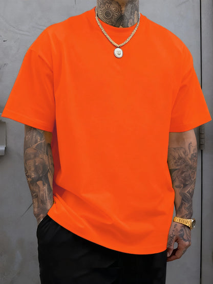 Men's 100% Cotton Solid Colour T-Shirt — Breathable Casual Beach Tee