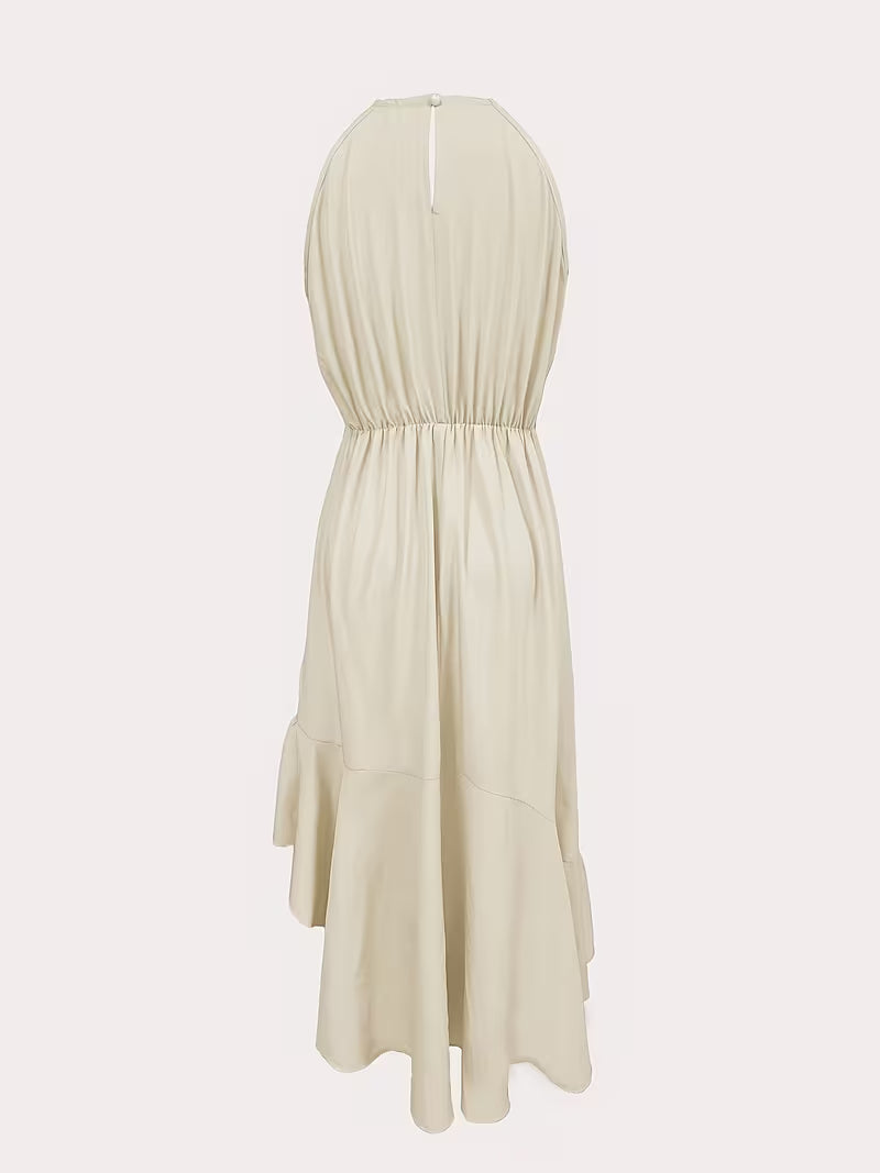 Robe élégante à volants et col licou, mode printemps-été