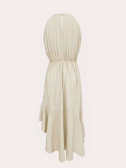 Robe élégante à volants et col licou, mode printemps-été
