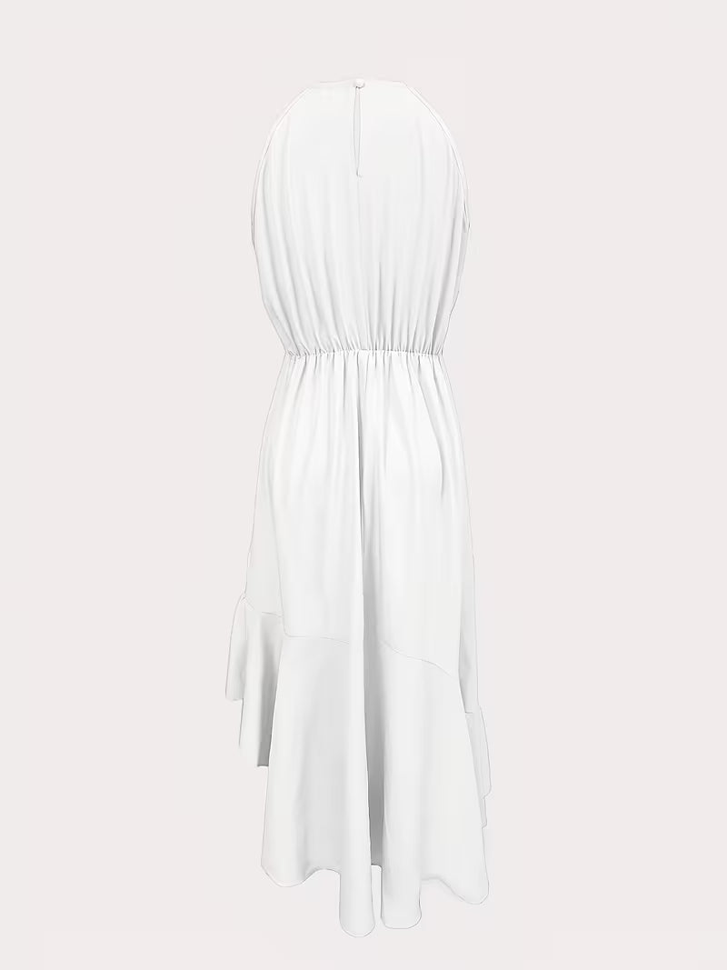 Robe élégante à volants et col licou, mode printemps-été
