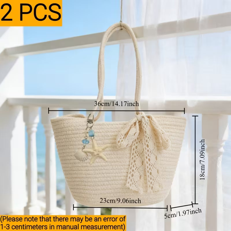 Ensemble de 2 sacs de plage tissés pour femme