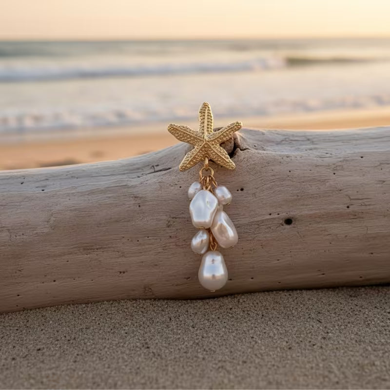 Boucles d'oreilles pendantes étoile de mer bohème