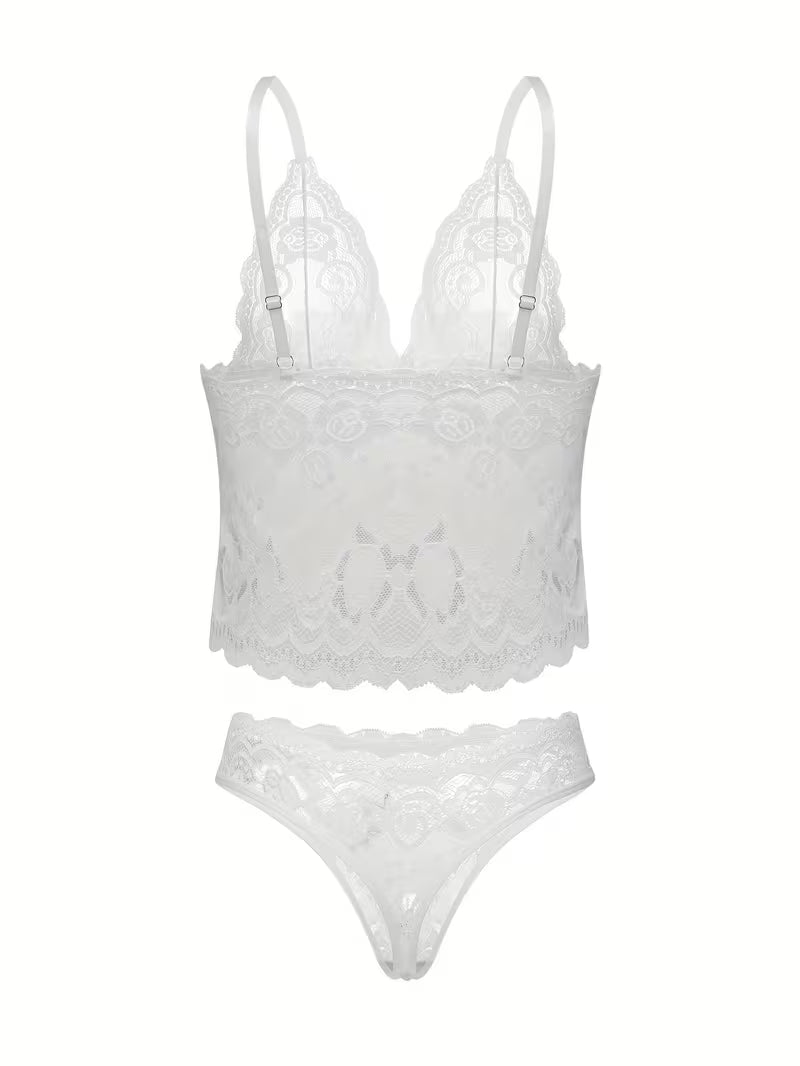 Ensemble de Lingerie Dentelle Noire – Soutien-gorge Push-up et Culotte Bikini