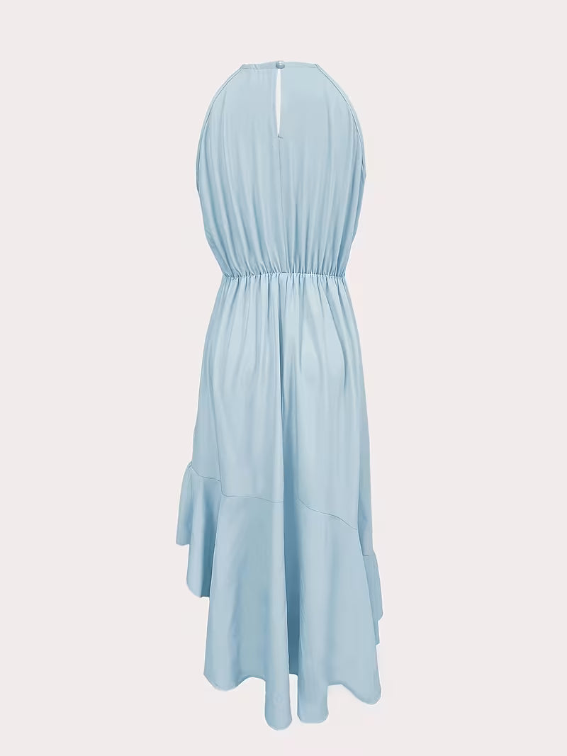 Robe élégante à volants et col licou, mode printemps-été