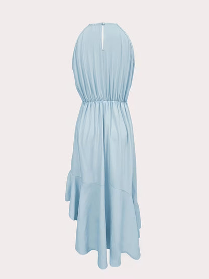 Robe élégante à volants et col licou, mode printemps-été