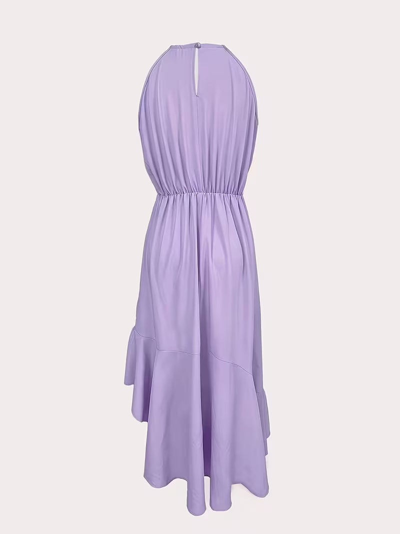 Robe élégante à volants et col licou, mode printemps-été
