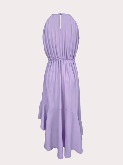 Robe élégante à volants et col licou, mode printemps-été